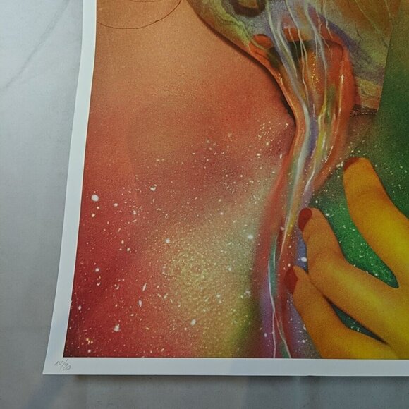 Sensual Oral Sparkle Glitter Rainbow Acid Sex Adult Art Print Signed 15.5x22 in - Picture 4 of 11